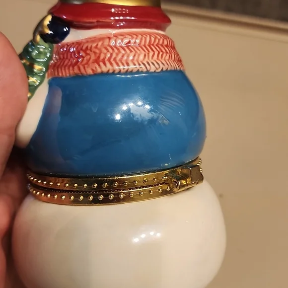 SALE⚡️PORCELAIN Snowman HIDDEN MUSIC BOX ORNAMENT about 4.25" - Picture 5 of 9